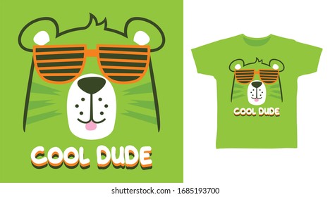 Cool dude cute bear glasses design vector illustration ready for print on t-shirt, apparel, poster and other uses