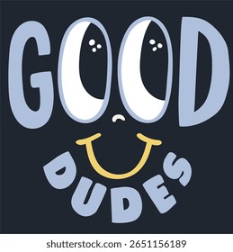 Cara legal com gráficos de sorriso para meninos no fundo da marinha com rosto de sorriso, tipografia de texto, gráficos de t-shirt, vetores