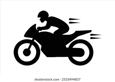 A cool, dynamic silhouette of a motorcycle rider speeding through, with details of the bike and rider posture