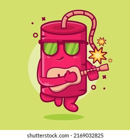 genial dinamita personaje de bomba mascota tocando guitarra aislada caricatura en diseño de estilo plano