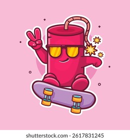 Cool Dinamita Bomba Personaje Mascota Jugando Monopatín Dibujos Animados Aislados