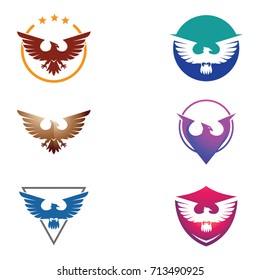 Cool Eagle Hawk Falcon Logo Set