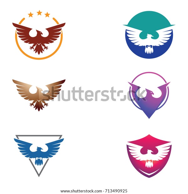 Cool Eagle Hawk Falcon Logo Set Stock Vector Royalty Free