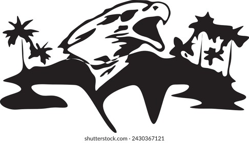 cool eagle and mountain abstract