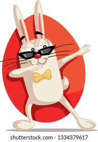 Cool Easter Bunny Dabbing Vector Cartoon. Funny animal dancing celebrating traditional holidays
