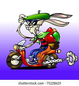 Cool Easter Bunny On Scooter
