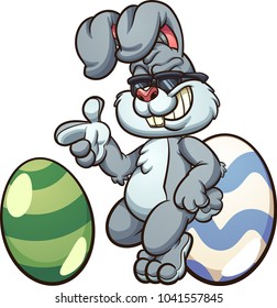 Cool Easter bunny wearing shades. Vector clip art illustration with simple gradients. Some elements on separate layers. 
