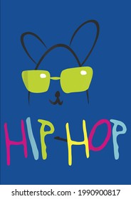 Cool Easter Hip Hop Bunny Eggs Hunting Boys Vector Illustration Graphic Design for Document and Print