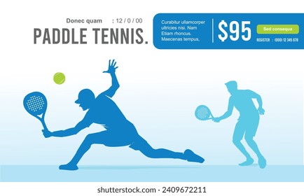 Cool editable vector padel or paddle player background for any graphic purpose