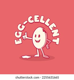Cool Egg character giving good vibes vector illustration. Funny, creative design concept.