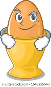 Cool egg cup mascot character with Smirking face