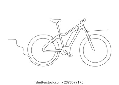 A cool electric bike. Electric bike one-line drawing