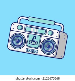 Cool Electric Music Boombox Cartoon Vector Illustration