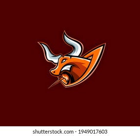 Diseño elegante y fresco del logo de la cabeza del toro. Es adecuado para los logotipos del equipo de esports.