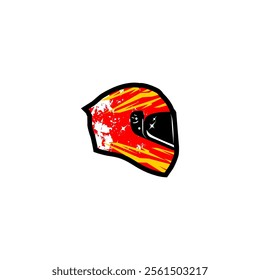 cool and elegant full face helmet red yellow and white variation color side view vector illustration