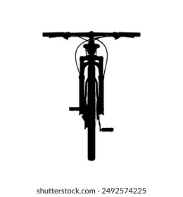 cool and elegant mountain bike silhouette front view vector