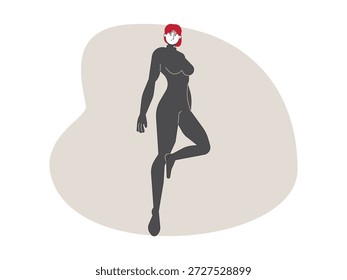 Postura legal e elegante de heroína, desenho animado super-humano ilustração vetorial.