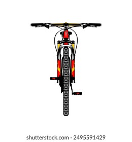 cool and elegant red mountain bike front view vector illustration