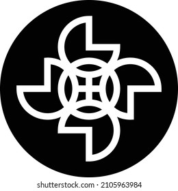 símbolo de emblema fresco flor tatuaje blanco y negro