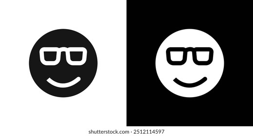Cool Emoji Icon Black line art vector logo set