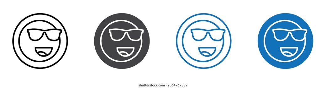 Cool emoji icon flat editable icon mark set.