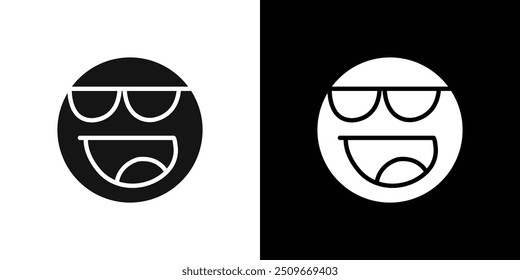 Cool Emoji Icon Flat vector set outline