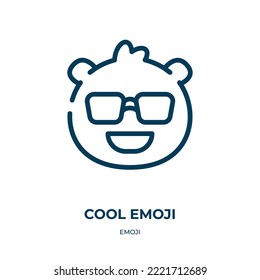 Cool emoji icon. Linear vector illustration from emoji collection. Outline cool emoji icon vector. Thin line symbol for use on web and mobile apps, logo, print media.