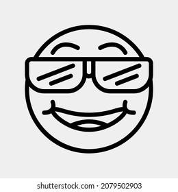 Cool emoji icon vector illustration in line style, use for website mobile app presentation