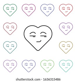 Cool emoji multi color style icon. Simple thin line, outline vector of heart emotions icons for ui and ux, website or mobile application
