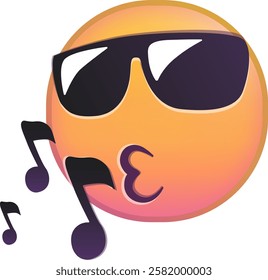 Cool emoji with sunglasses and music notes, expressing a fun vibe.