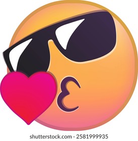 Cool emoji wearing sunglasses with heart kiss expression.