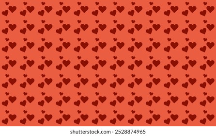 Cool Endless Seamless Pattern. Orange vector hearts Bright Texture. Modern design. Trendy style. For Wallpaper wrapping fabric orange Background. Textile swatch. Pattern with hearts Brown Heart. Love