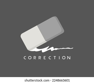 cool eraser and correction message flat illustration
