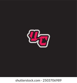 concepto de deporte electrónico genial UC línea dinámica monograma logo letra negrita estilo de juego deportivo
