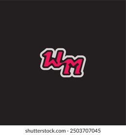 concepto de deporte electrónico genial WM línea dinámica monograma logo letra audaz estilo de juego deportivo