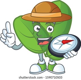 Cool Explorer basil cartoon character with a compass