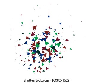 Cool Explosion, Broken Glass, Vector Grunge Blast, Falling Triangle Fragments, Dirty Shatter Concept. Mud, Burst, Boom, Bang Textured Background. Green, Brown Shatter Particles Isolated. Moving Galaxy