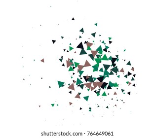 Cool Explosion, Broken Glass, Vector Grunge Blast, Falling Triangle Fragments, Dirty Shatter Concept. Mud, Burst, Boom, Bang