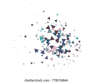 Cool Explosion, Broken Glass, Vector Grunge Blast, Falling Triangle Fragments, Dirty Shatter Concept. Mud, Burst, Boom, Bang Textured Background. Green, Brown Shatter Particles Isolated. Moving Galaxy
