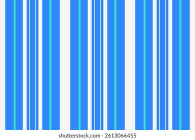 Cool fabric vector lines, choose stripe texture pattern. Product background textile vertical seamless in blue and white colors palette.