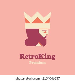 Cool face man mit Bart und Kronlogo Design Vektorsymbol Symbol Illustration kreative Idee
