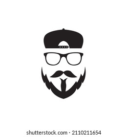 cooler Gesichtsmann mit Sonnenbrille und Hut-Logo-Design, Vektorgrafik-Symbolgrafik