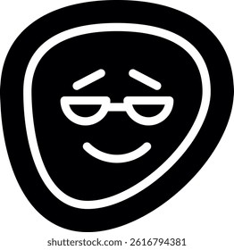 Cool Face with Sunglasse Glyph Vector Icon Design
