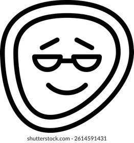 Cool Face with Sunglasse Line Vector Icon Design