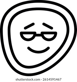 Cool Face with Sunglasse Line Vector Icon Design