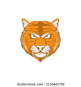 cool face tiger orange modern logo design, vector graphic symbol icon sign illustration