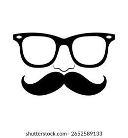 Vetor de rosto fresco com óculos e bigode - Avatar masculino simples