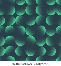 Cool Faded Circles Seamless Pattern Trend Vector Turquoise Abstract Background. Chic Stylish Half Tone Art Illustration for Textile. Endless Graphic Eye Catching Abstraction Wallpaper Dotwork Texture