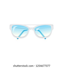 Cool fashionable youth glasses of an unusual form with color glasses and a frame.