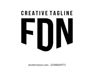 Vector fresco de la letra de FDN, diseño del logotipo del creador del contenido, fondo blanco.